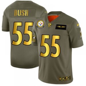 6861b256a6342_1 Men's Pittsburgh Steelers #55 Devin Bush 2019 Olive/Gold Salute To Service Limited Stitched NFL Jersey