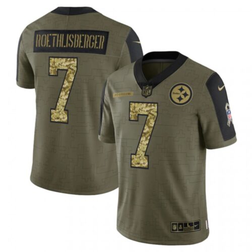 6861b26280171_1 Men's Pittsburgh Steelers #7 Ben Roethlisberger 2021 Olive Camo Salute To Service Limited Stitched Jersey