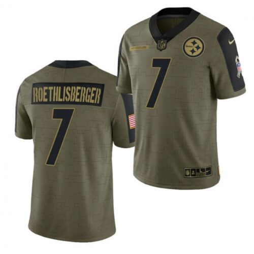 6861b26582c38_1 Men's Pittsburgh Steelers #7 Ben Roethlisberger 2021 Olive Salute To Service Limited Stitched Jersey