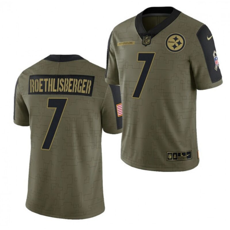 6861b26582c38_1 Men's Pittsburgh Steelers #7 Ben Roethlisberger 2021 Olive Salute To Service Limited Stitched Jersey