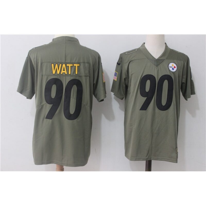 6861b2715ac8b_1 Men's Pittsburgh Steelers #90 T.J. Watt Olive Salute To Service Limited Stitched NFL Jersey