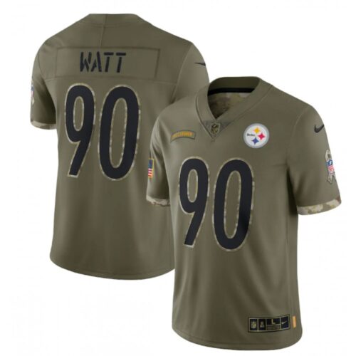 6861b2744f18d_1 Men's Pittsburgh Steelers #90 T. J. Watt Olive 2022 Salute To Service Limited Stitched Jersey