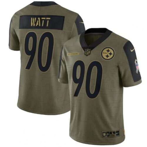 6861b27a3cc87_1 Men's Pittsburgh Steelers #90 T.J. Watt 2021 Olive Salute To Service Limited Stitched Jersey