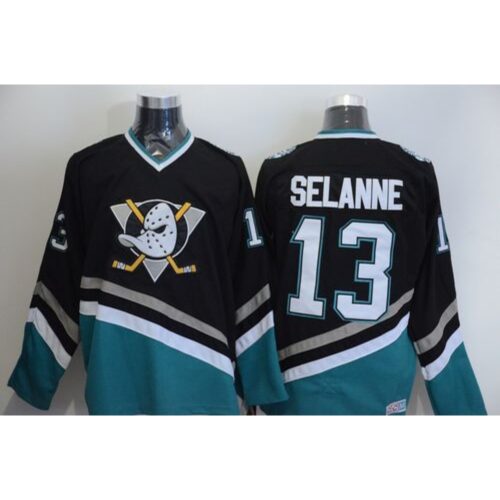 6861b28166b16_1 Ducks #13 Teemu Selanne Black CCM Throwback Stitched NHL Jersey