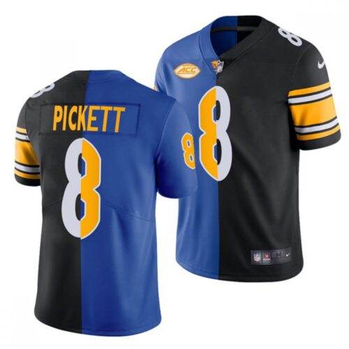 6861b28c1c175_1 Men's Pittsburgh Steelers #8 Kenny Pickett Royal/Black Split Limited Stitched Jersey