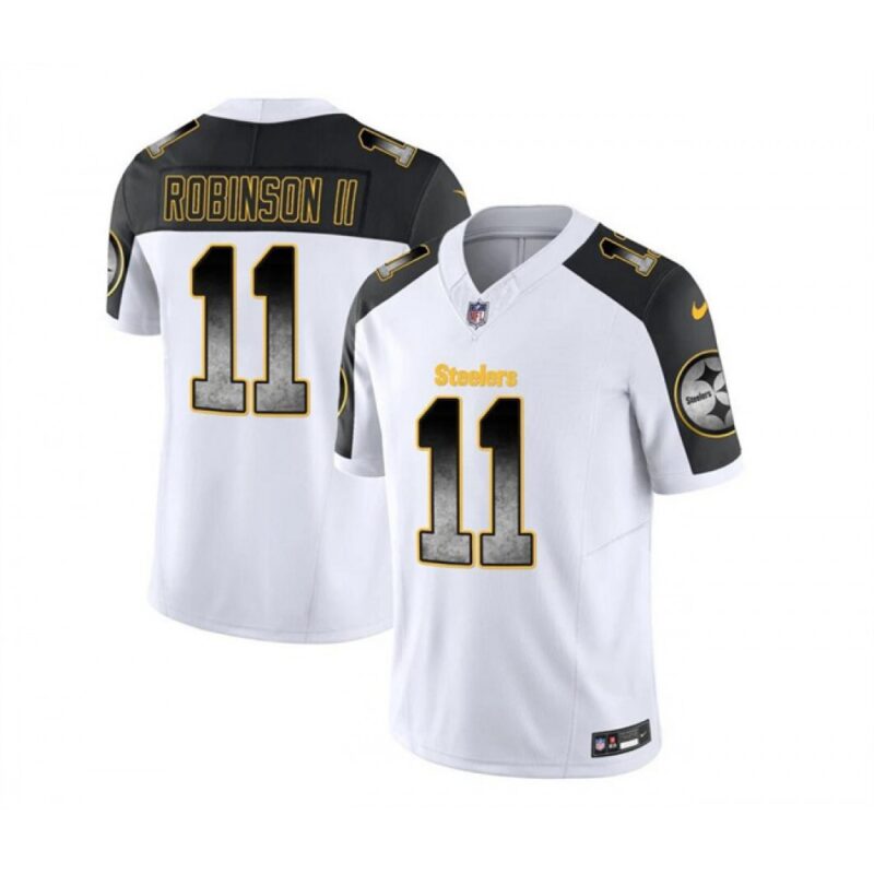 6861b28f118a5_1 Men's Pittsburgh Steelers #11 Allen Robinson II White/Black 2023 F.U.S.E. Smoke Vapor Untouchable Limited Stitched Jersey