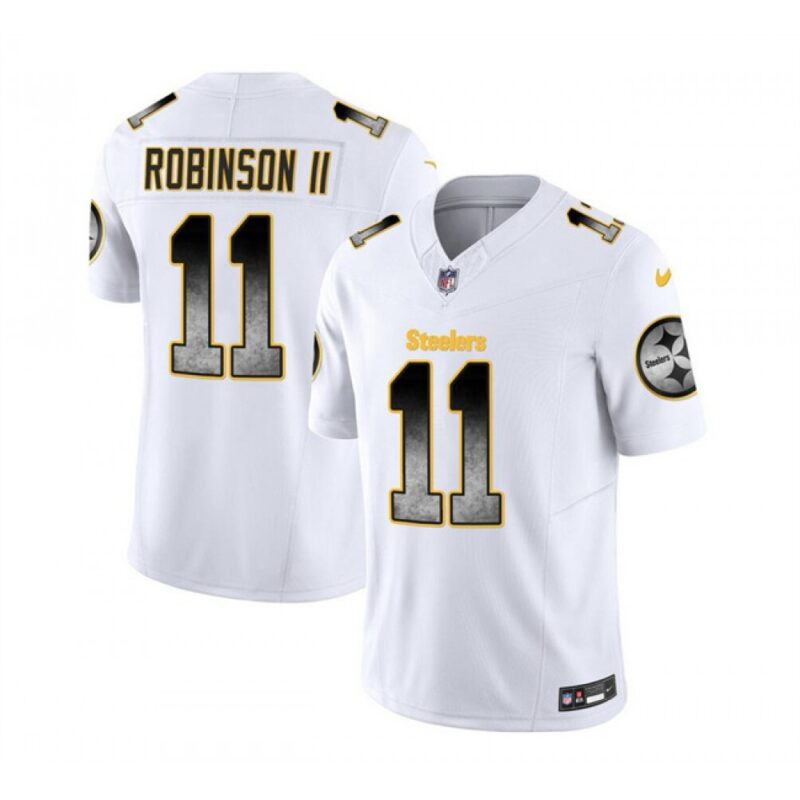 6861b291c2c62_1 Men's Pittsburgh Steelers #11 Allen Robinson II White 2023 F.U.S.E. Smoke Vapor Untouchable Limited Stitched Jersey