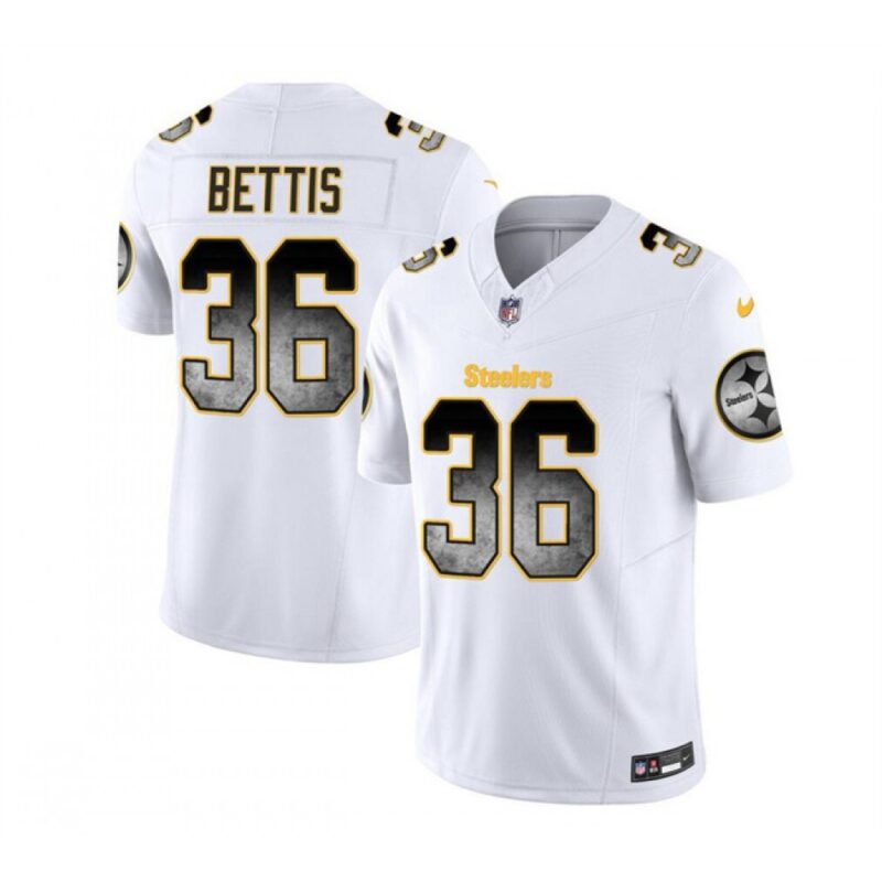 6861b2a33f58d_1 Men's Pittsburgh Steelers #36 Jerome Bettis White 2023 F.U.S.E. Smoke Vapor Untouchable Limited Stitched Jersey