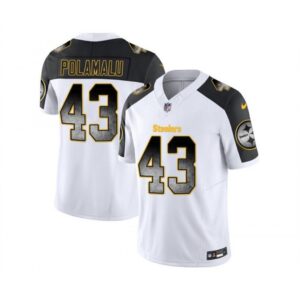 6861b2a603532_1 Men's Pittsburgh Steelers #43 Troy Polamalu White/Black 2023 F.U.S.E. Smoke Vapor Untouchable Limited Stitched Jersey