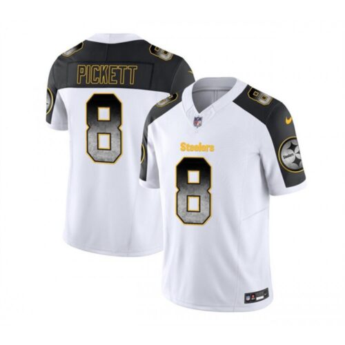 6861b2abbf2b3_1 Men's Pittsburgh Steelers #8 Kenny Pickett White/Black 2023 F.U.S.E. Smoke Vapor Untouchable Limited Stitched Jersey