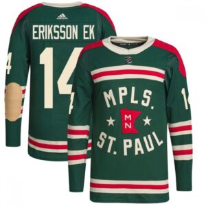 6861b2b077fd5_1 Men's Minnesota Wild #14 Joel Eriksson Ek 2022 Green Winter Classic Stitched Jersey