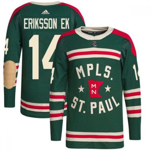 6861b2b077fd5_1 Men's Minnesota Wild #14 Joel Eriksson Ek 2022 Green Winter Classic Stitched Jersey