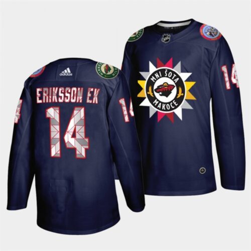 6861b2b3f2006_1 Men's Minnesota Wild #14 Joel Eriksson Ek 2021/22 Navy Native American Heritage Day Stitched Jersey