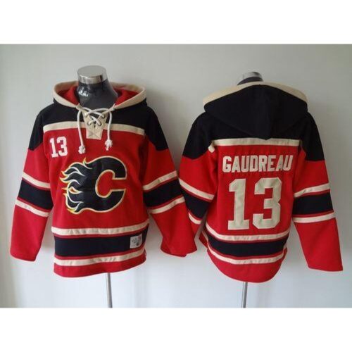 6861b2bdf370d_1 Flames #13 Johnny Gaudreau Red Sawyer Hooded Sweatshirt Stitched NHL Jersey