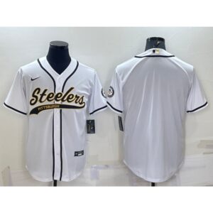 6861b2d957f6d_1 Men's Pittsburgh Steelers Blank White With Patch Cool Base Stitched Baseball Jersey
