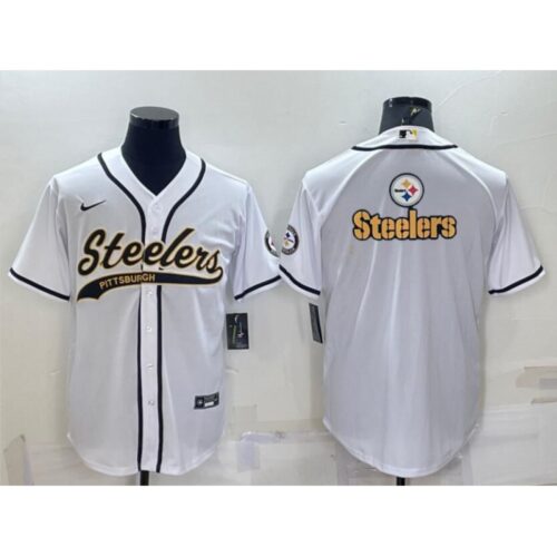 6861b2dc136d9_1 Men's Pittsburgh Steelers White Team Big Logo With Patch Cool Base Stitched Baseball Jersey