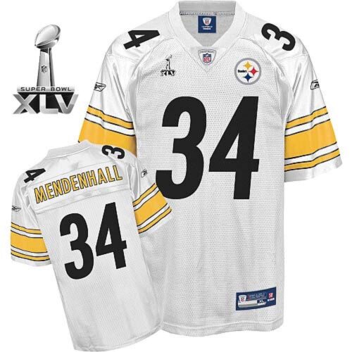 6861b2e19e61e_1 Steelers #34 Rashard Mendenhall White Super Bowl XLV Stitched Youth NFL Jersey