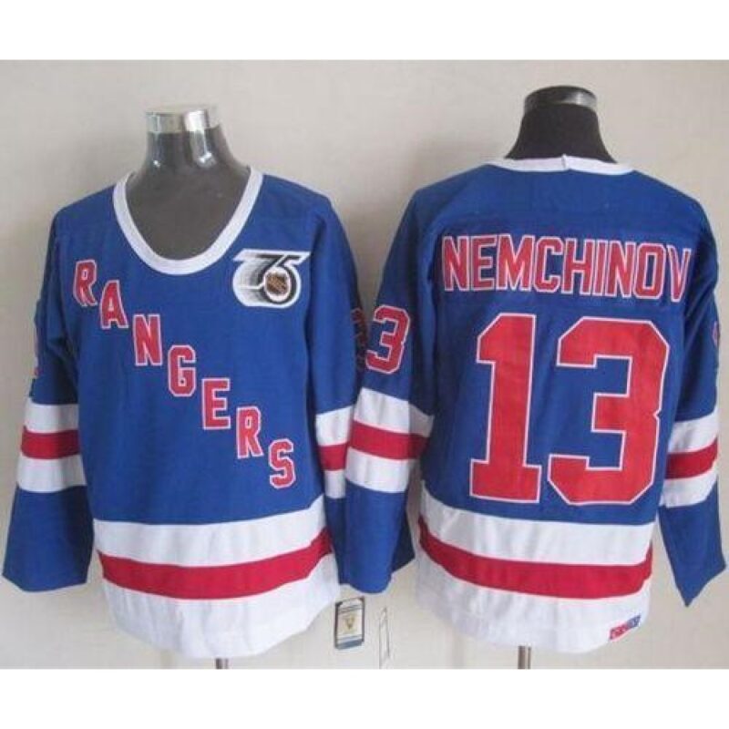 6861b2ea185f8_1 Rangers #13 Sergei Nemchinov Blue CCM 75TH Stitched NHL Jersey