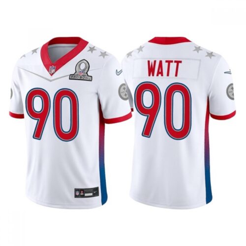 6861b2eacf6bb_1 Men's Pittsburgh Steelers #90 T.J. Watt 2022 White Pro Bowl Stitched Jersey