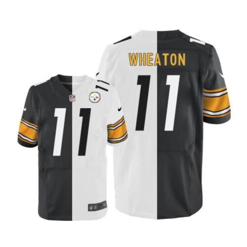 6861b2f437bc0_1 Steelers #11 Markus Wheaton White/Black Men's Stitched NFL Elite Split Jersey