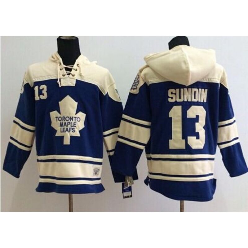 6861b3008876b_1 Maple Leafs #13 Mats Sundin Blue Sawyer Hooded Sweatshirt Stitched NHL Jersey