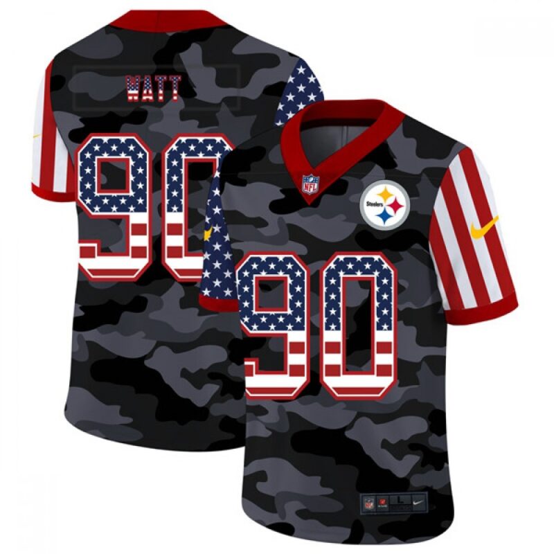 6861b3226cb88_1 Men's Pittsburgh Steelers #90 T. J. Watt 2020 Camo USA Flag Limited Stitched Jersey