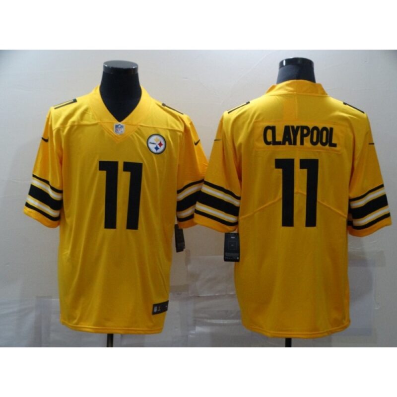 6861b3513e231_1 Men's Pittsburgh Steelers #11 Chase Claypool Gold Inverted Legend stitched Jersey