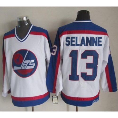 6861b35e54749_1 Jets #13 Teemu Selanne White/Blue CCM Throwback Stitched NHL Jersey