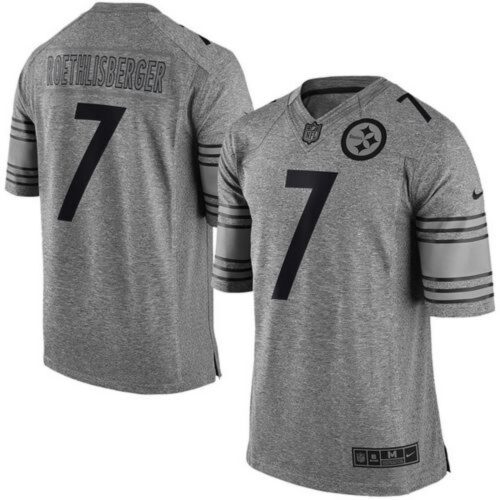 6861b3999c8bb_1 Steelers #7 Ben Roethlisberger Gray Men's Stitched NFL Limited Gridiron Gray Jersey