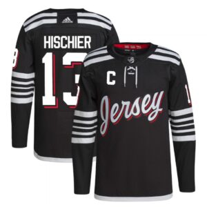 6861b3a319b35_1 Men's New Jersey Devils #13 Nico Hischier 2021/22 Black Stitched Jersey