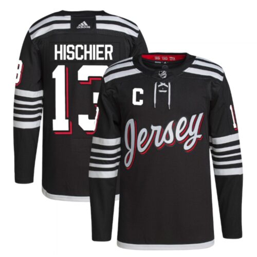 6861b3a319b35_1 Men's New Jersey Devils #13 Nico Hischier 2021/22 Black Stitched Jersey