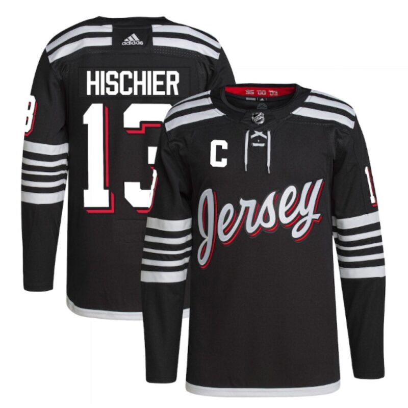 6861b3a319b35_1 Men's New Jersey Devils #13 Nico Hischier 2021/22 Black Stitched Jersey