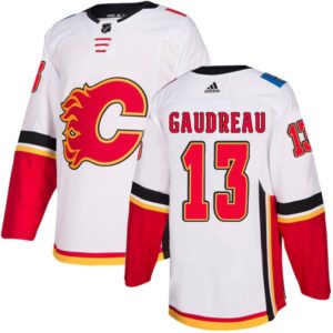 6861b3ee43e3d_1 Men's Calgary Flames #13 Johnny Gaudreau White Away Stitched NHL Jersey