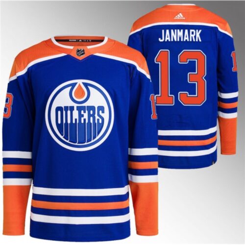 6861b3f7e86e2_1 Men's Edmonton Oilers #13 Mattias Janmark Royal Stitched Jersey