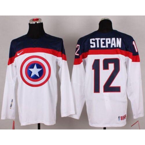 6861b4211b05a_1 Olympic Team USA #12 Derek Stepan White Captain America Fashion Stitched NHL Jersey