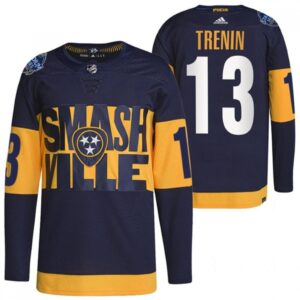 6861b42aaddc2_1 Men's Nashville Predators #13 Yakov Trenin 2022 Navy Stadium Series Breakaway Player Stitched Jersey