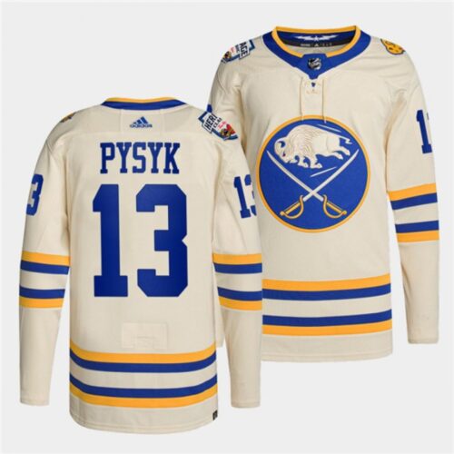 6861b43bcee89_1 Men's Buffalo Sabres #13 Mark Pysyk 2022 Cream Heritage Classic Stitched Jersey