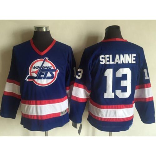 6861b44ba2c08_1 Jets #13 Teemu Selanne Light Blue CCM Throwback Stitched Youth NHL Jersey