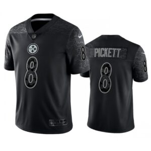 6861b45ee467d_1 Men's Pittsburgh Steelers #8 Kenny Pickett Black Reflective Limited Stitched Jersey