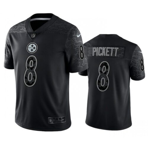6861b45ee467d_1 Men's Pittsburgh Steelers #8 Kenny Pickett Black Reflective Limited Stitched Jersey