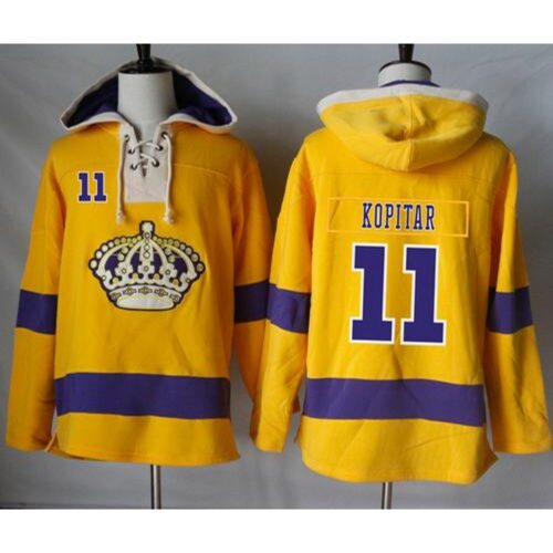 6861b47b09081_1 Kings #11 Anze Kopitar Gold Sawyer Hooded Sweatshirt Stitched NHL Jersey