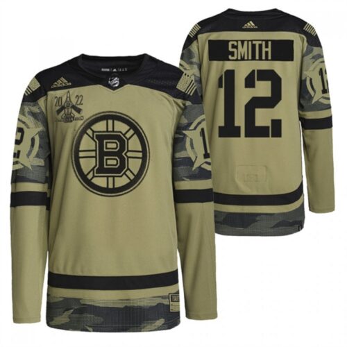 6861b49dc1eda_1 Men's Boston Bruins #12 Craig Smith 2022 Camo Military Appreciation Night Stitched Jersey