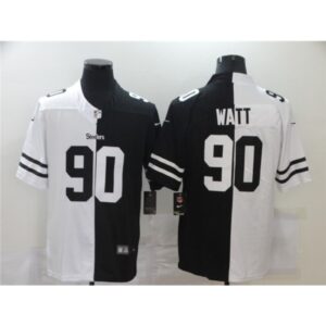 6861b4aa88c5c_1 Men's Pittsburgh Steelers #90 T. J. Watt Black &White Split Limited Stitched Jersey