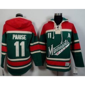 6861b4b178fa8_1 Wild #11 Zach Parise Green/Red Sawyer Hooded Sweatshirt Stitched NHL Jersey