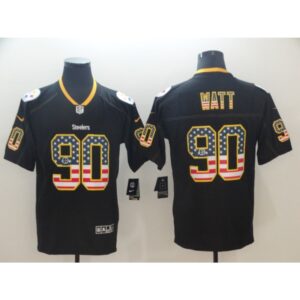6861b4bfc3b99_1 Men's Pittsburgh Steelers #90 T. J. Watt Black 2018 USA Flag Color Rush Limited Fashion NFL Stitched Jersey