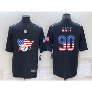 6861b4ced3885_1 Men's Pittsburgh Steelers #90 T.J. Watt Black USA Flag Limited Stitched Jersey