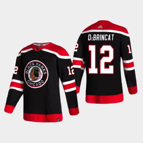 6861b4d091e5d_1 Men's Chicago Blackhawks #12 Alex DeBrincat 2020-21 Black Reverse Retro Stitched Jersey