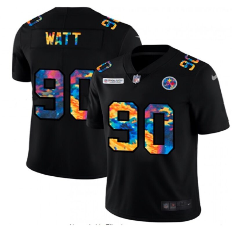 6861b4d7d1ef7_1 Men's Pittsburgh Steelers #90 T. J. Watt 2020 Black Crucial Catch Limited Stitched Jersey