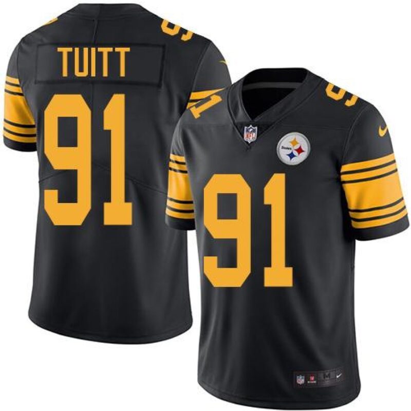 6861b4e382b45_1 Steelers #91 Stephon Tuitt Black Men's Stitched NFL Limited Rush Jersey