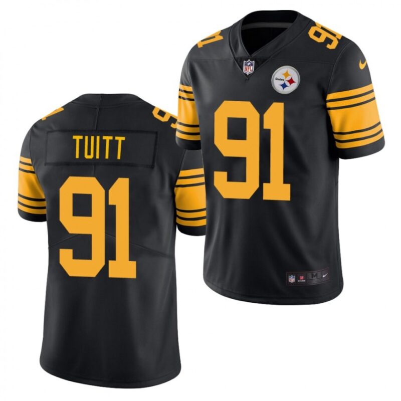 6861b4e91b058_1 Men's Pittsburgh Steelers #91 Stephon Tuitt Black Color Rush Limited Stitched Jersey